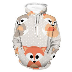Unisex Long Sleeve Pullover Hooded Sweatshirt Womens Mens Baby Foxes Pattern Casual Hooded T-Shirts With Pocket Unisex Long Sleeve Pullover Hooded Sweatshirt Womens Mens Baby Foxes Pattern Casual Hooded T-Shirts With Pocket