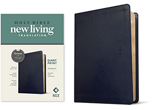 NLT Compact Giant Print Bible, Filament Enabled Edition (Red Letter, LeatherLike, Navy Blue Cross)