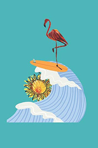 Flamingo Surfing At Sunset Flamingo Surfing At Sunset