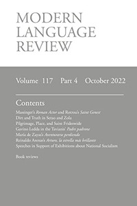 Modern Language Review (117: 4) October 2022 Modern Language Review (117: 4) October 2022