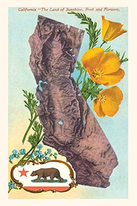The Vintage Journal California Map With Bear And Poppies (Pocket Sized - Found Image Press Journals)