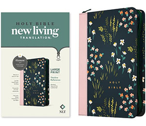 Nlt Large Print Thinline Reference Zipper Bible, Filament Enabled Edition (Leatherlike, Meadow Navy & Pink )