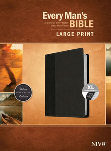 Every Man'S Bible Niv, Large Print, Tutone (Leatherlike, Onyx/Black, Indexed)  Study Bible For Men With Study Notes, Book Introductions, And 44 Charts