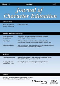 Journal Of Character Education: Vol. 15 #1 Journal Of Character Education: Vol. 15 #1