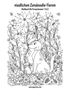 Malbuch Mit Niedlichen Zendoodle-Tieren Für Erwachsene 1 And 2