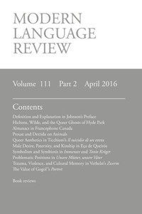 Modern Language Review (111: 2) April 2016 Modern Language Review (111: 2) April 2016
