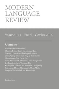 Modern Language Review (111 : 4) October 2016 Modern Language Review (111 : 4) October 2016