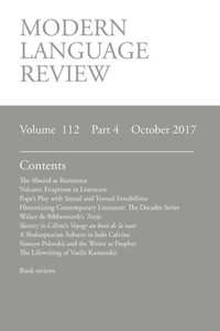 Modern Language Review (112 : 4) October 2017 Modern Language Review (112 : 4) October 2017