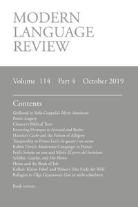 Modern Language Review (114: 4) October 2019 Modern Language Review (114: 4) October 2019