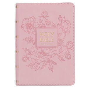 KJV Holy Bible, Compact Large Print Faux Leather Red Letter Edition Ribbon Marker, King James Version, Ballet Pink Floral KJV Holy Bible, Compact Large Print Faux Leather Red Letter Edition Ribbon Marker, King James Version, Ballet Pink Floral