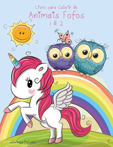 Livro Para Colorir De Animais Fofos 1 & 2 (Portuguese Edition)
