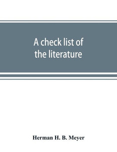 A Check List of the Literature and Other Material in the Library of Congress on the European War