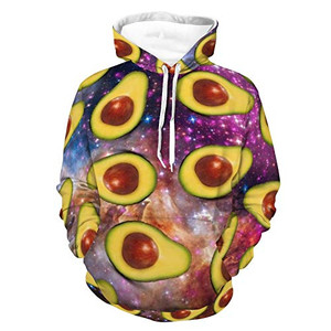 Mens Womens Comfy Hoodies 3D Printed Unisex Long Sleeve Pullover Sweatshirts Avocado In Space Pattern Outdoor Outfit For Sports Party