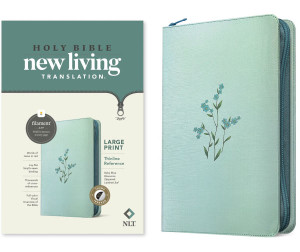 NLT Large Print Thinline Reference Zipper Bible, Filament Enabled (Leatherlike, Baby Blue Blossoms, Indexed, Red Letter)