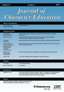 Journal Of Character Education: Volume 17 #1 Journal Of Character Education: Volume 17 #1