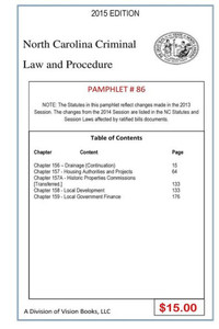 North Carolina Criminal Law and Procedure-Pamphlet 86