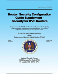 Router Security Configuration Guide Supplement - Security for IPv6 Routers