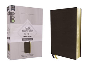 Nasb, Thinline Bible, Large Print, Passaggio Setting, Leathersoft, Black, Red Letter, 1995 Text, Comfort Print: Elegantly Uniting Single And Double Columns Into One Passaggio Setting Bible Design