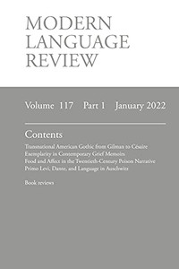 Modern Language Review (117: 1) January 2022 Modern Language Review (117: 1) January 2022