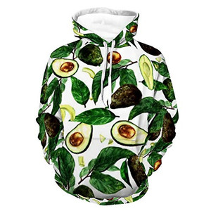 Unisex Women Men Hoodies Long Sleeve Skin-Friendly Pullover Hooded Sweatshirt Avocado Fruit Leaves (2) Pattern Autumn Outfit For Athletic Party