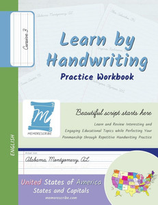 Handwriting Practice Workbook - United States of America, States and Capitals - Cursive, Level 3: Learn by Handwriting - Children and Adults - USSC3PE