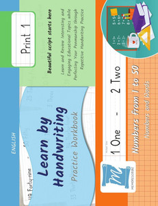 Handwriting Practice Workbook - Numbers from 1 to 50 - Words and Numbers - Print, Level 1: Learn by Handwriting - Children and Adults - N150P1LE