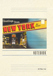Vintage Lined Notebook Greetings from New York by Night
