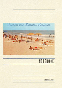 Vintage Lined Notebook Beach Scene, Greetings from Encinitas, California