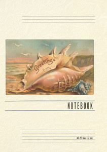 Vintage Lined Notebook Conch Shell, Greetings from --