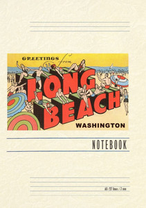 Vintage Lined Notebook Greetings from Long Beach, Washington
