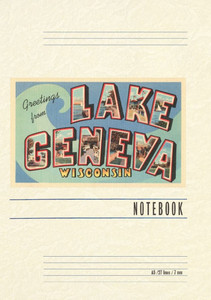 Vintage Lined Notebook Greetings from Lake Geneva, Wisconsin