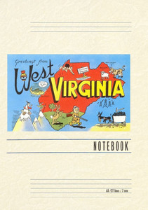 Vintage Lined Notebook Greetings from West Virginia, Map