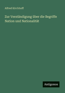 Zur VerstÃ¤ndigung Ã¼ber die Begriffe Nation und NationalitÃ¤t