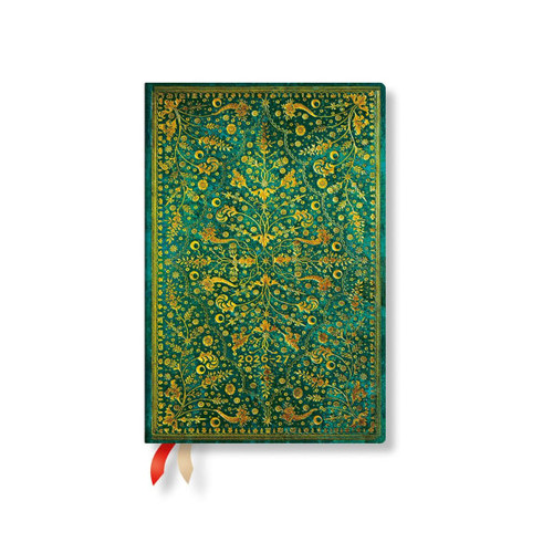 2027 Emerald Flower Mini Horizontal Hardcover 18-Month Weekly Planner, 208pg, 80gsm by Paperblanks (Nature's Grace)
