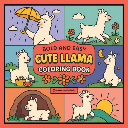 Bold & Easy Cute Llama Coloring Book: Fun & Relaxing Stress Relief Coloring