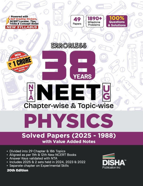 Disha Errorless 38 Years NTA NEET (UG) Chapter-wise & Topic-wise Physics PYQ (2025 - 1988) Book 20th Edition Solved Papers New NCERT Syllabus Errorles