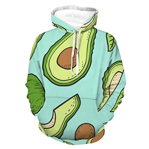 Unisex Long Sleeve Pullover Hooded Sweatshirt Womens Mens Avocado Green Pattern Comfort Hooded T-Shirts with Pocket
