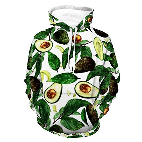 Mens Womens Soft Hoodies 3D Printed Unisex Long Sleeve Hoodie Tops Avocado Fruit Leaves (2) Pattern Outdoor Outfit for Autumn