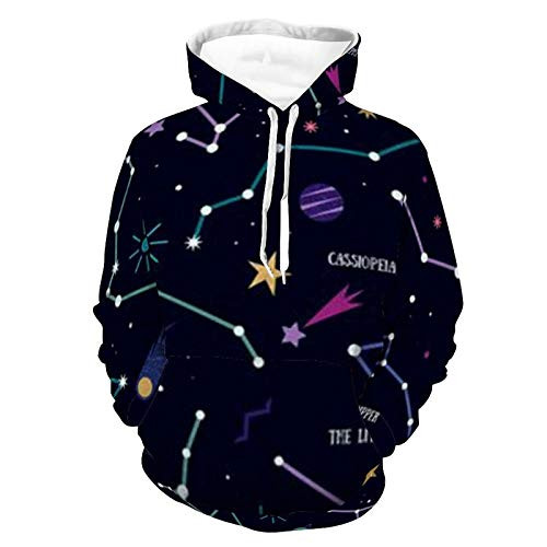 Women Men Hoodies 3D Print Unisex Stretchy Pullover Sweatshirt Art Planets Illustration Pattern Autumn Outfit with Pocket for Travel Outdoor