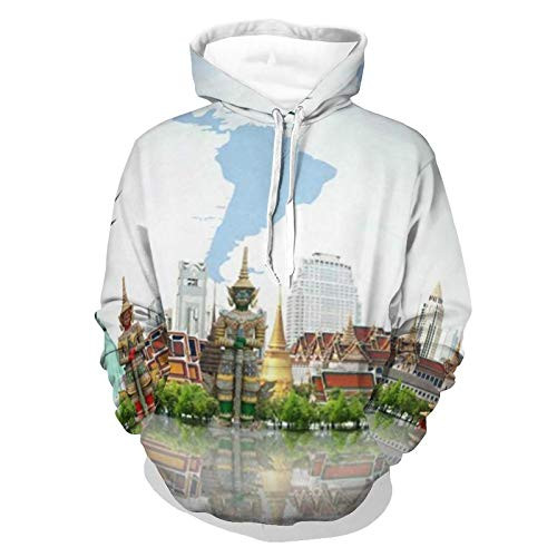 Unisex Women Men Hoodies Long Sleeve Stretchy Hoodie Pullover Sweatshirt Artistic Cities Fantasy Architecture Building Pattern Autumn Outfit for Athletic Party