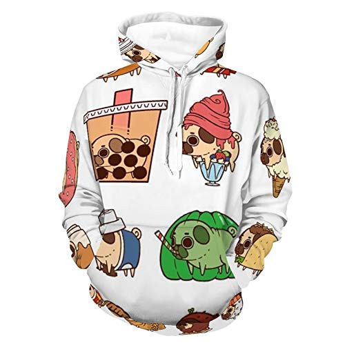 Mens Womens Light-weight Hoodies 3D Printed Unisex Long Sleeve Hooded Sweatshirts Cute Pug Cartoon Pattern Pattern Outdoor Outfit for Christmas