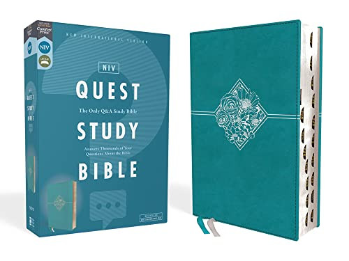 Niv, Quest Study Bible, Leathersoft, Teal, Thumb Indexed, Comfort Print: The Only Q And A Study Bible