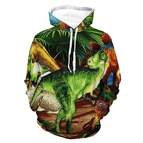 Unisex Women Men Hoodies Long Sleeve Stretchy Hooded Sweatshirt Tops Baby Dinosaurs Pattern Autumn Outfit For Athletic Party