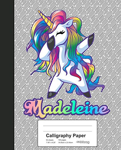 Calligraphy Paper: Madeleine Unicorn Rainbow Notebook (Weezag Calligraphy Paper Notebook)