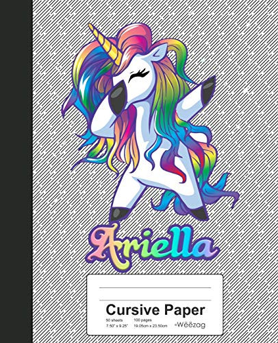 Cursive Paper: Ariella Unicorn Rainbow Notebook (Weezag Cursive Paper Notebook)