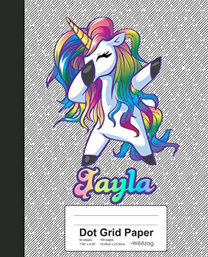 Dot Grid Paper: Jayla Unicorn Rainbow Notebook (Weezag Dot Grid Paper Notebook)