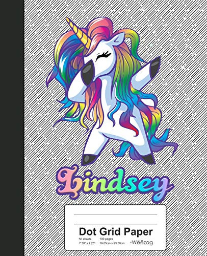 Dot Grid Paper: Lindsey Unicorn Rainbow Notebook (Weezag Dot Grid Paper Notebook)