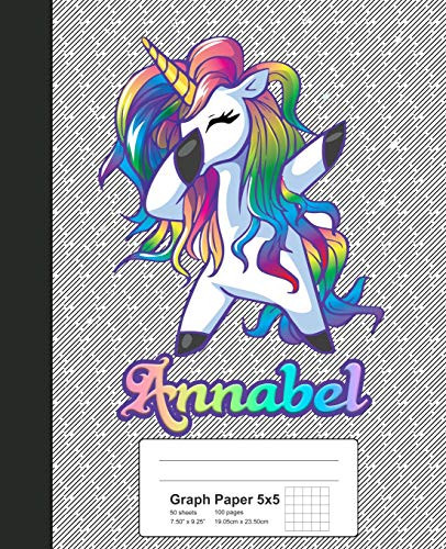 Graph Paper 5X5: Annabel Unicorn Rainbow Notebook (Weezag Graph Paper 5X5 Notebook)