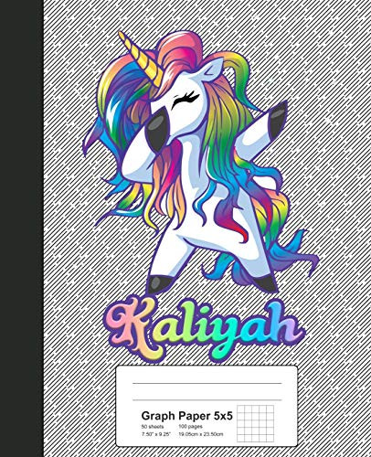 Graph Paper 5X5: Kaliyah Unicorn Rainbow Notebook (Weezag Graph Paper 5X5 Notebook)