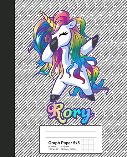 Graph Paper 5X5: Rory Unicorn Rainbow Notebook (Weezag Graph Paper 5X5 Notebook)
